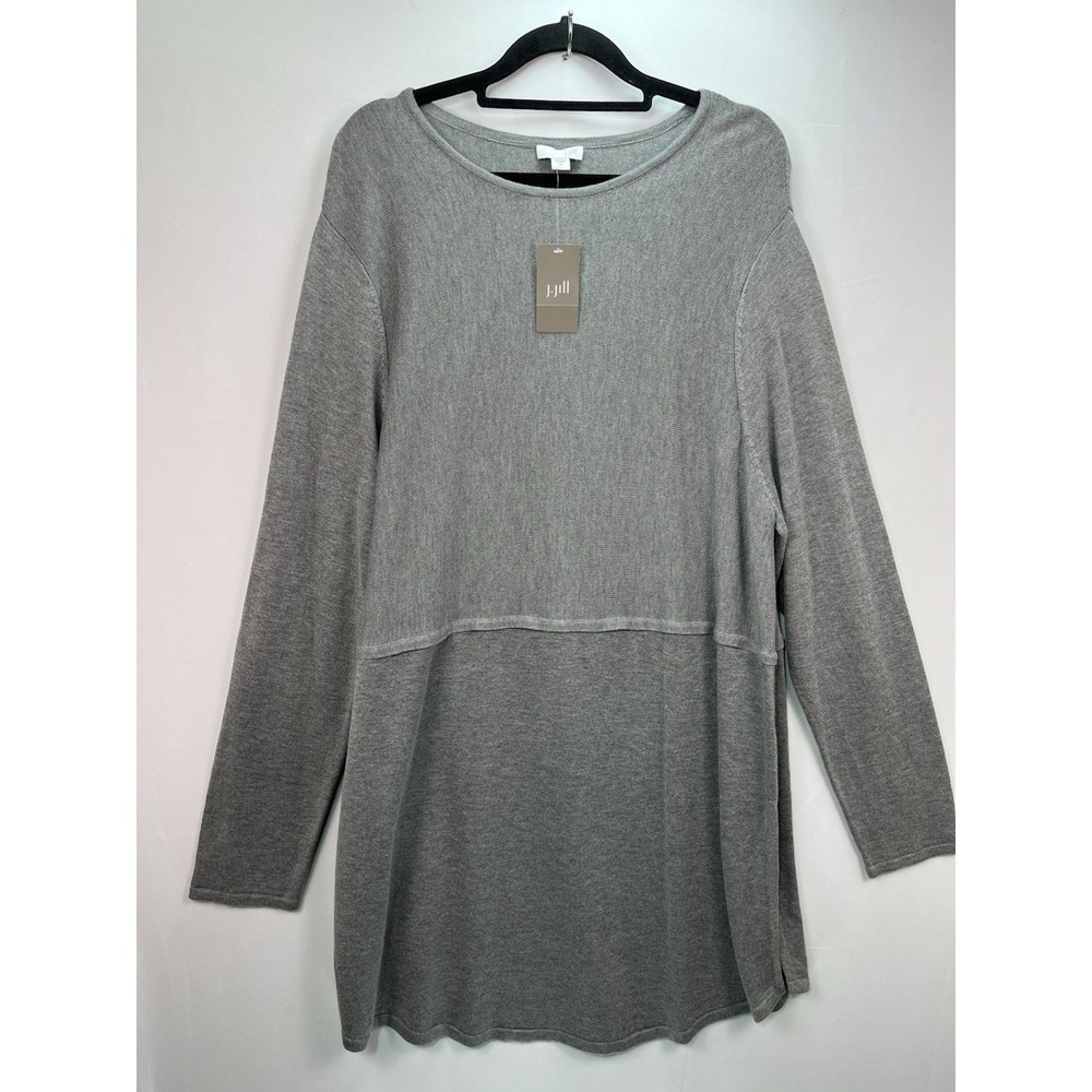 J Jill Size XL Tunic Sweater Viscose Rayon Wool Blend Long Sleeve Gray NWT